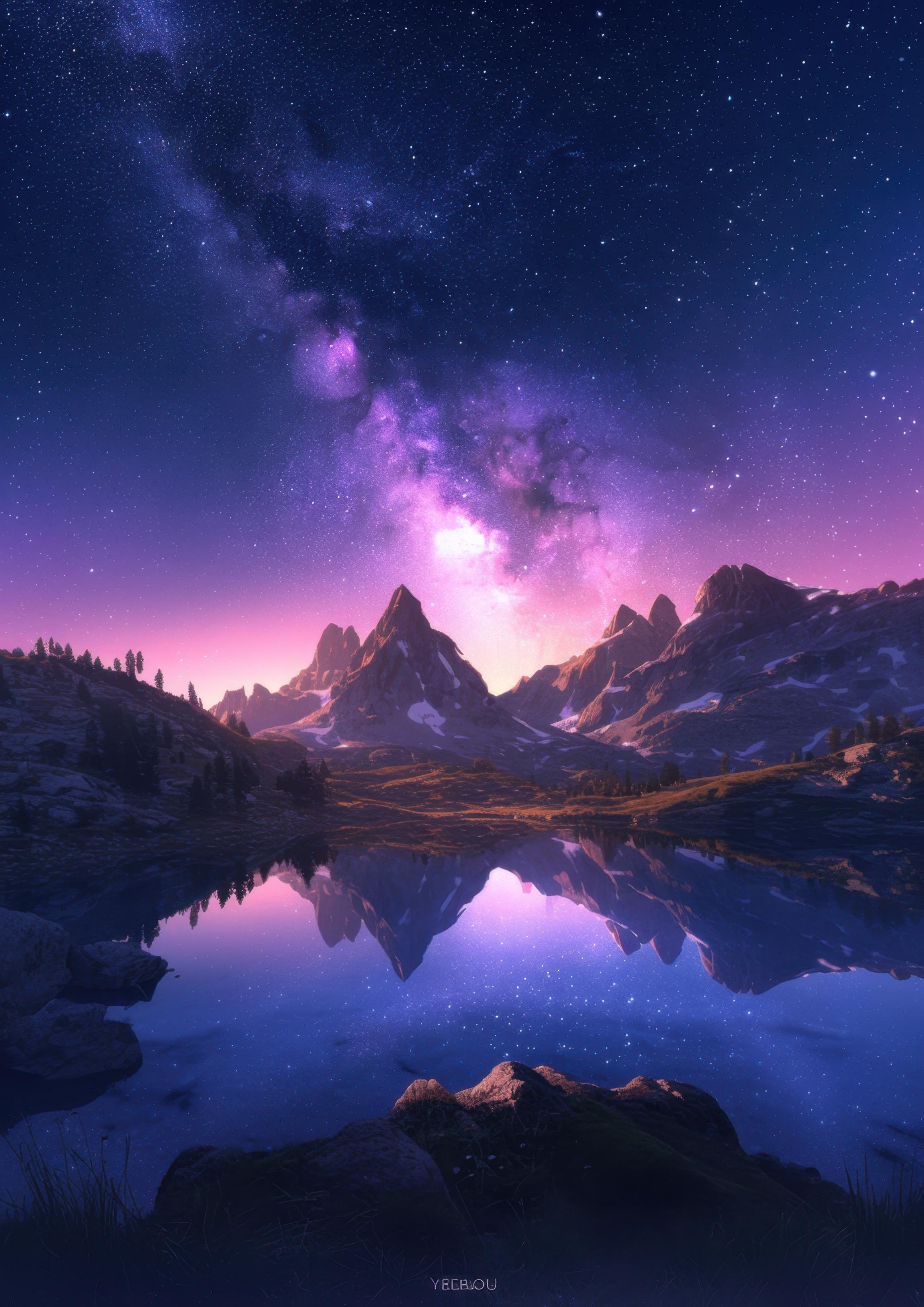 Preview for Night-sky-reflection-mountains-astrophotography-photo-background-a1a53