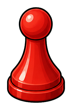 Glossy red board game pawn standing upright on a dark background.