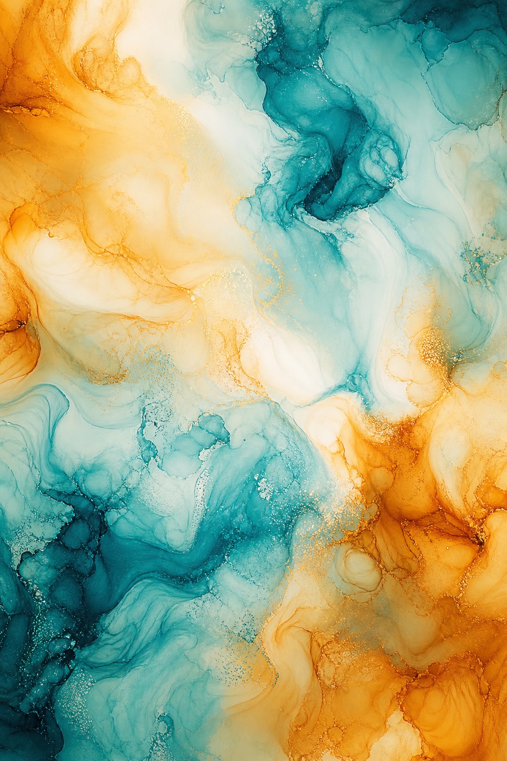 Preview for Teal And Amber Fluid Ink Abstract Background