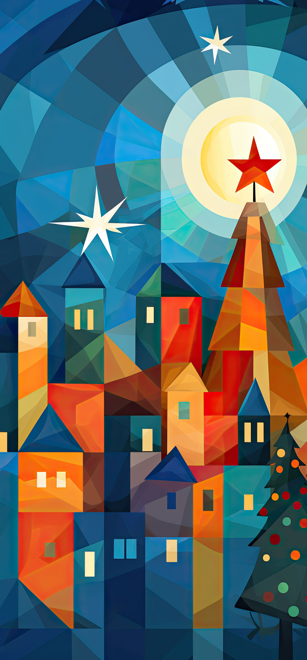 Preview for Geometric-christmas-village-christmas-phone-background-48017