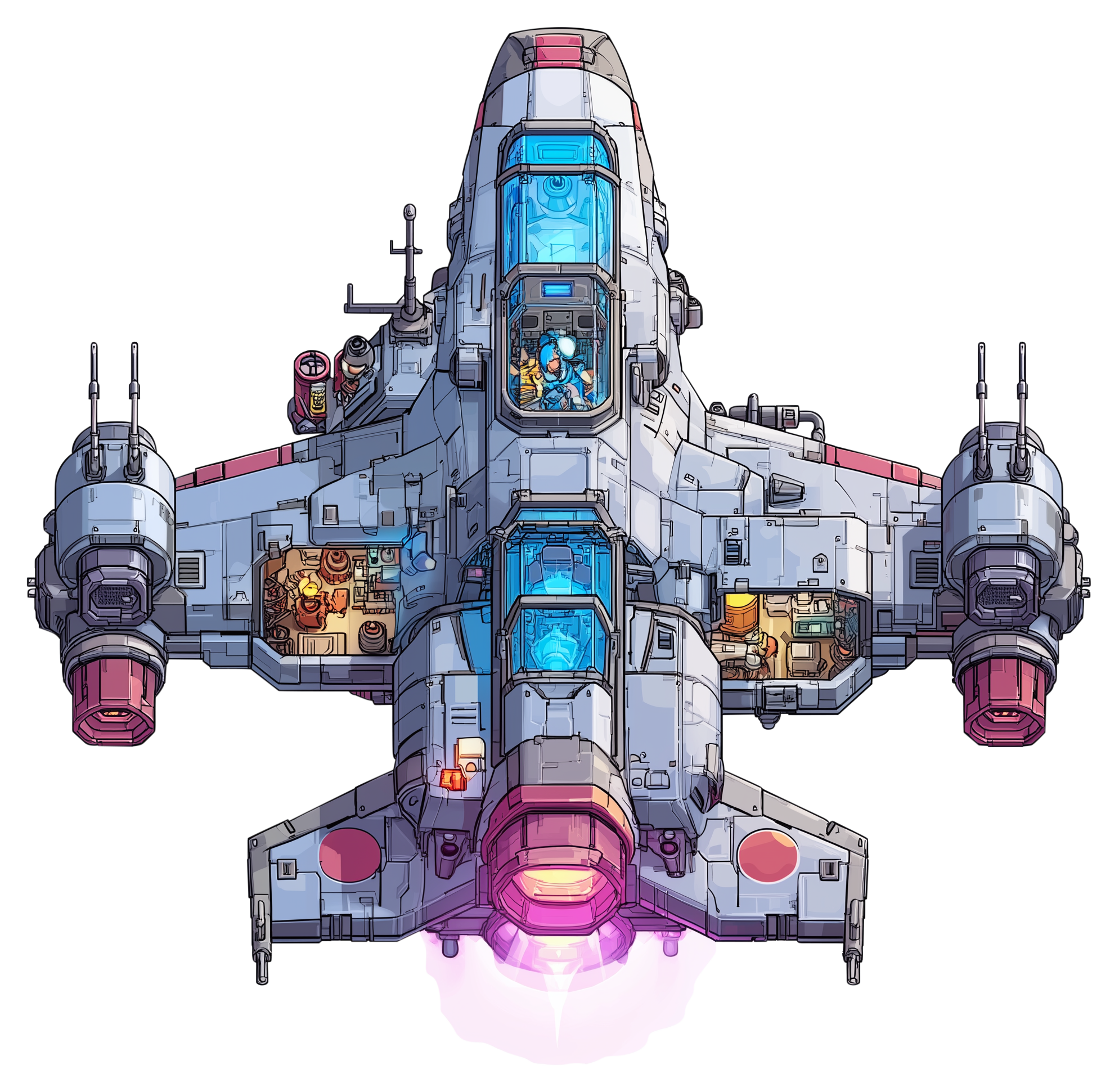 Preview for Futuristic-spaceship-pixel-art-sticker-6ea8a