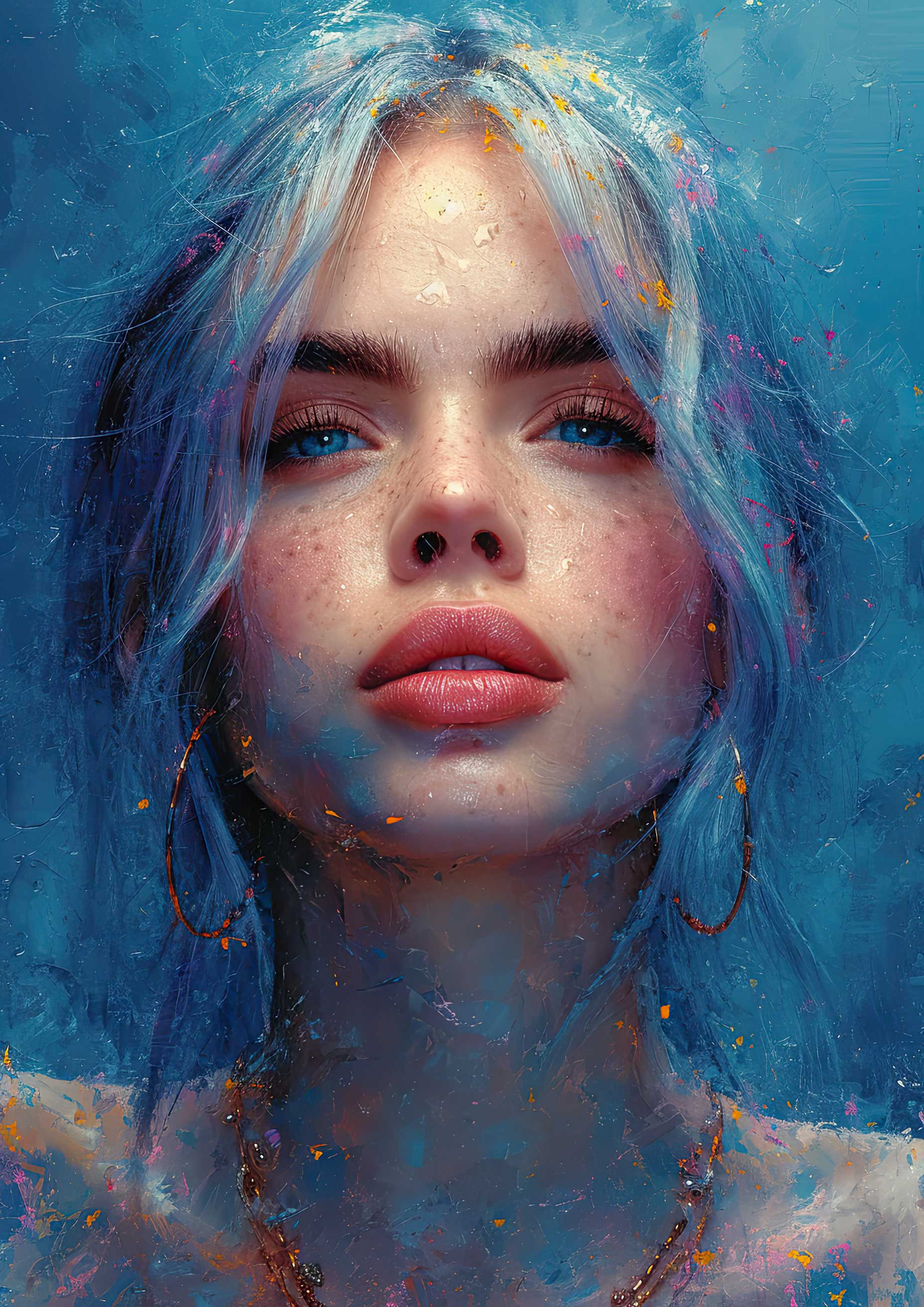 Preview for Digital-art-portrait-woman-blue-hair-celebrities-background-8b40b