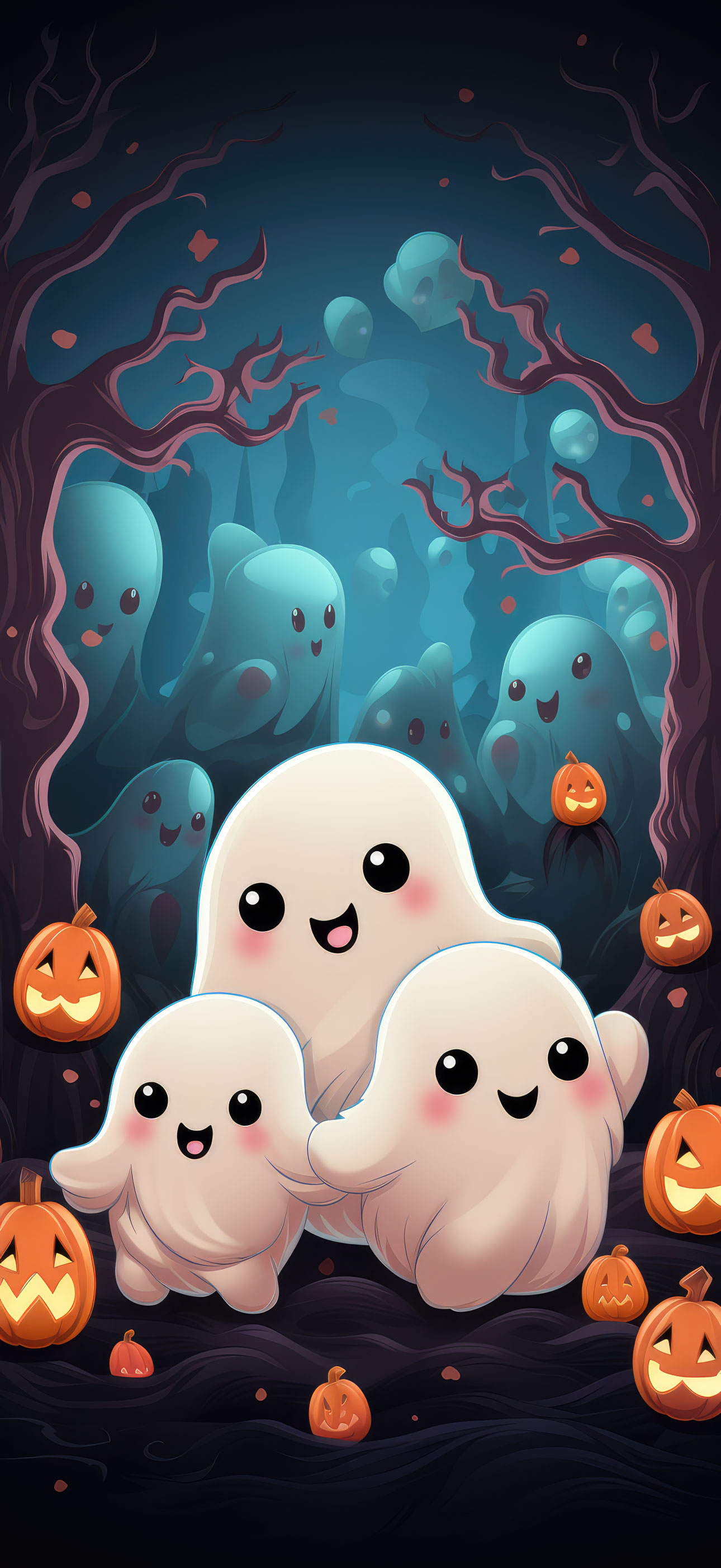 Preview for Halloween-ghostly-forest-scene-halloween-phone-background-85deb