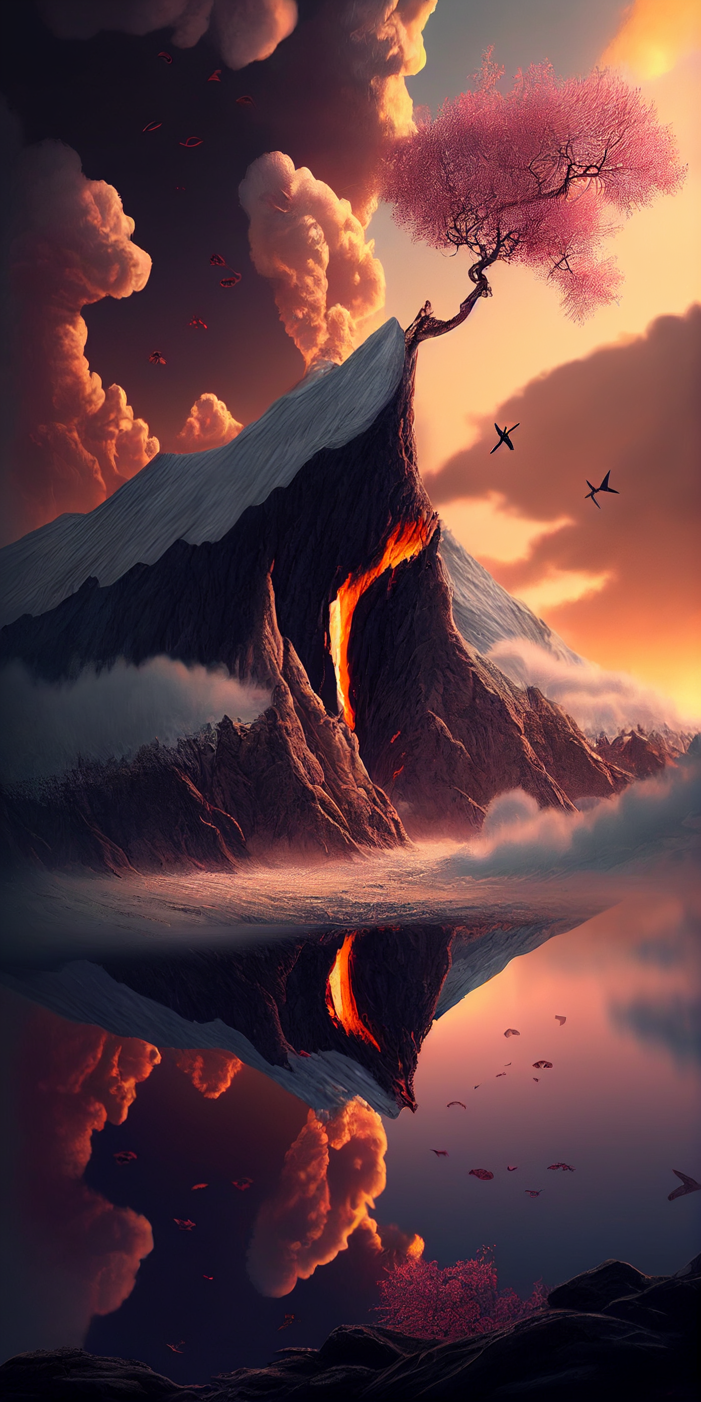 Preview for Serene-mountain-landscape-sunset-ai-phone-background-c08ec