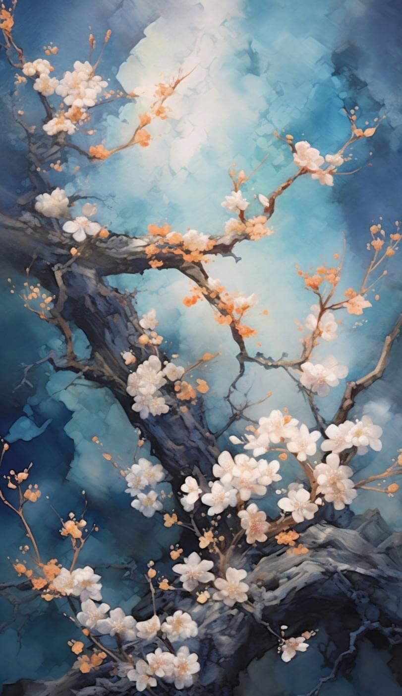 Preview for Watercolor-tree-blossoms-ai-phone-background-cd336