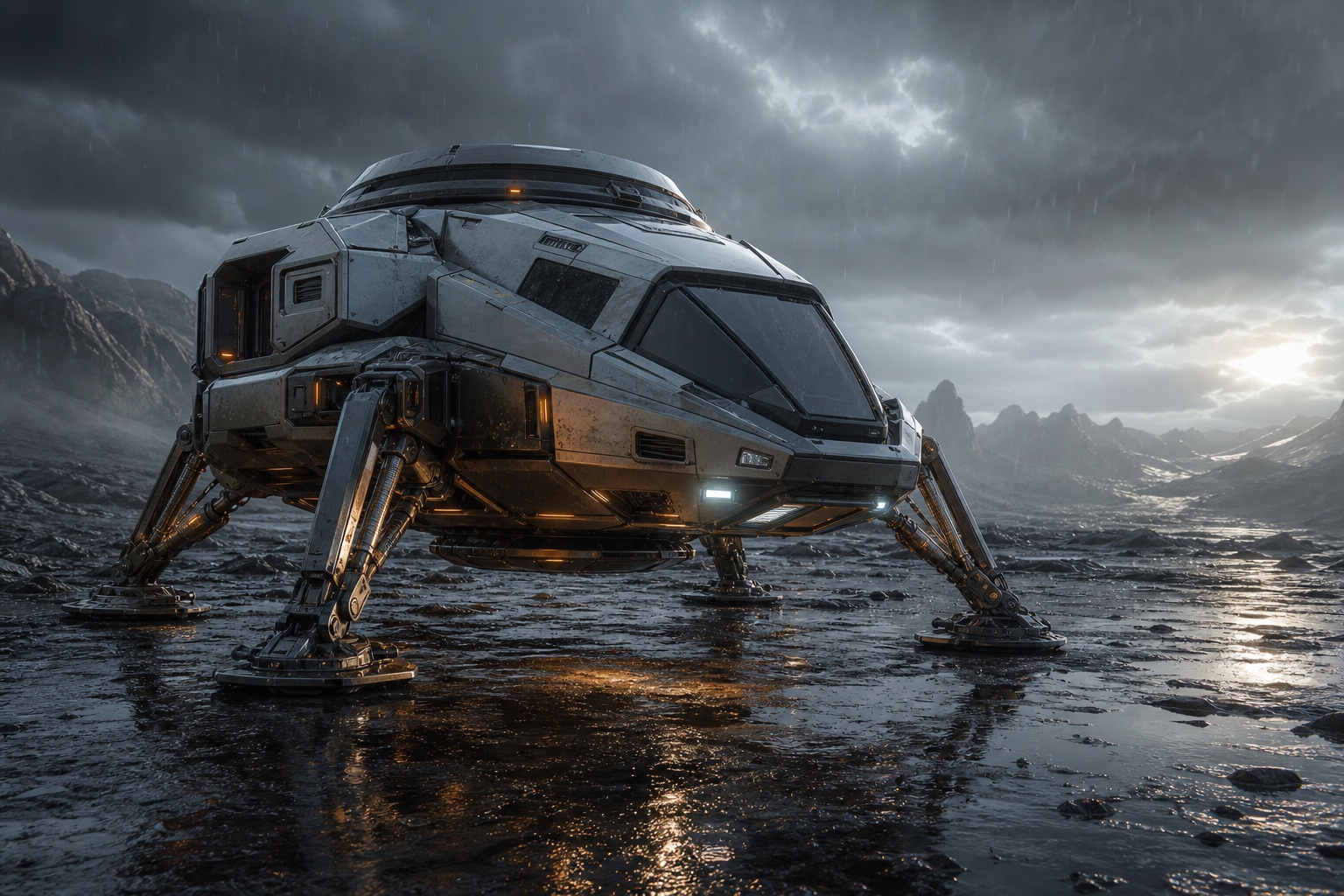 Preview for Futuristic Planetary Lander Stock Background