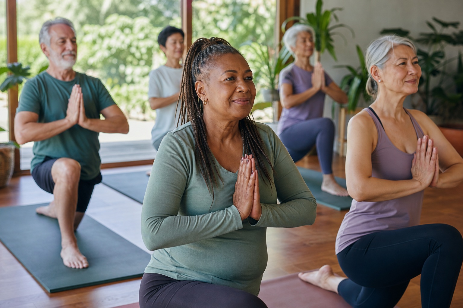 Preview for Senior Yoga Class Background Stock Background