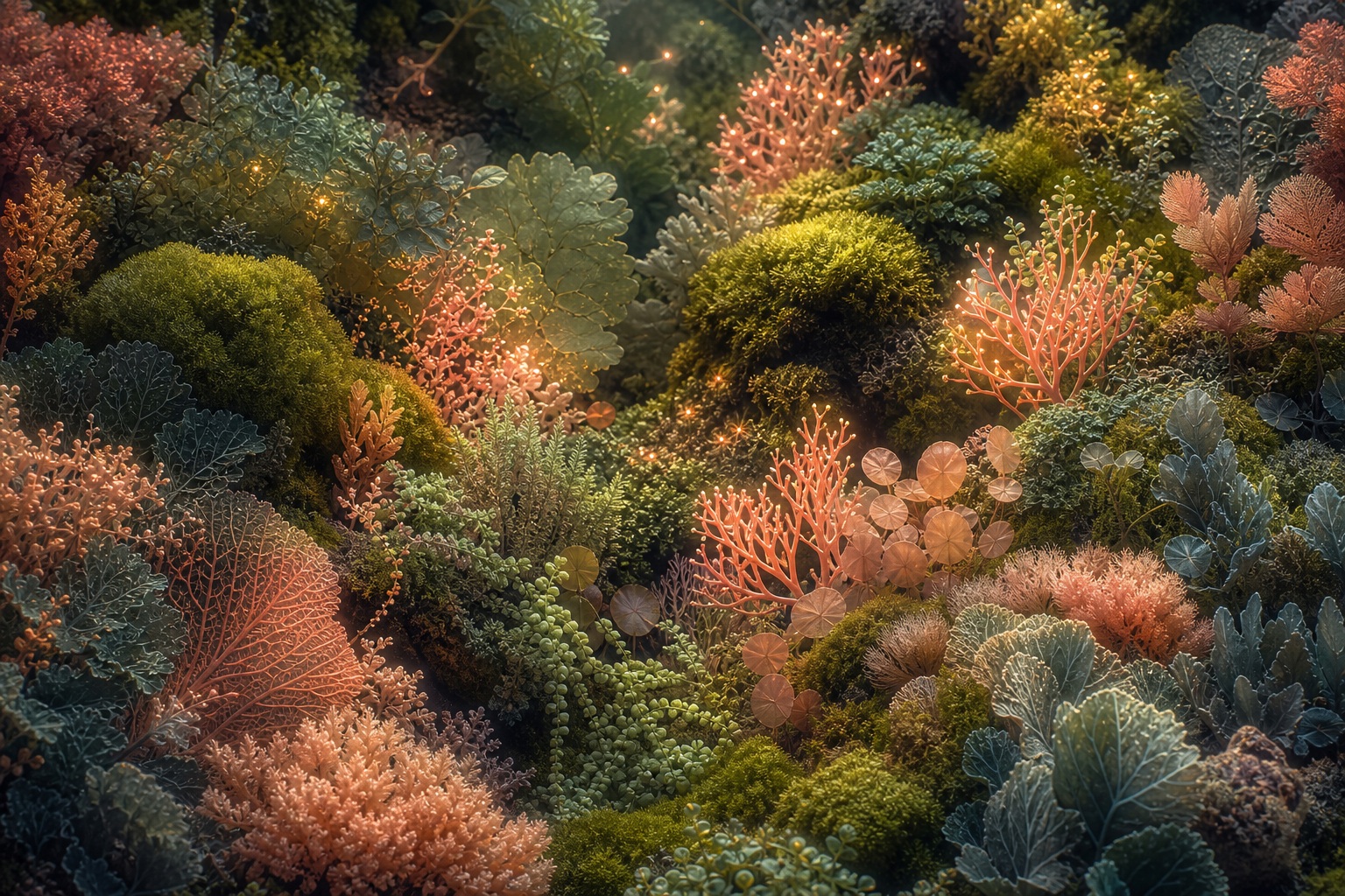 Preview for Coral Moss Bioluminescent Botanical Background