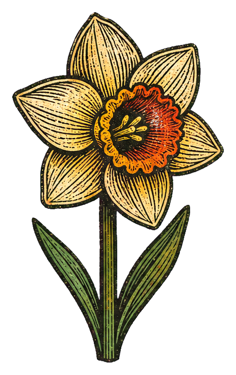 Preview for Woodblock Daffodil Sticker
