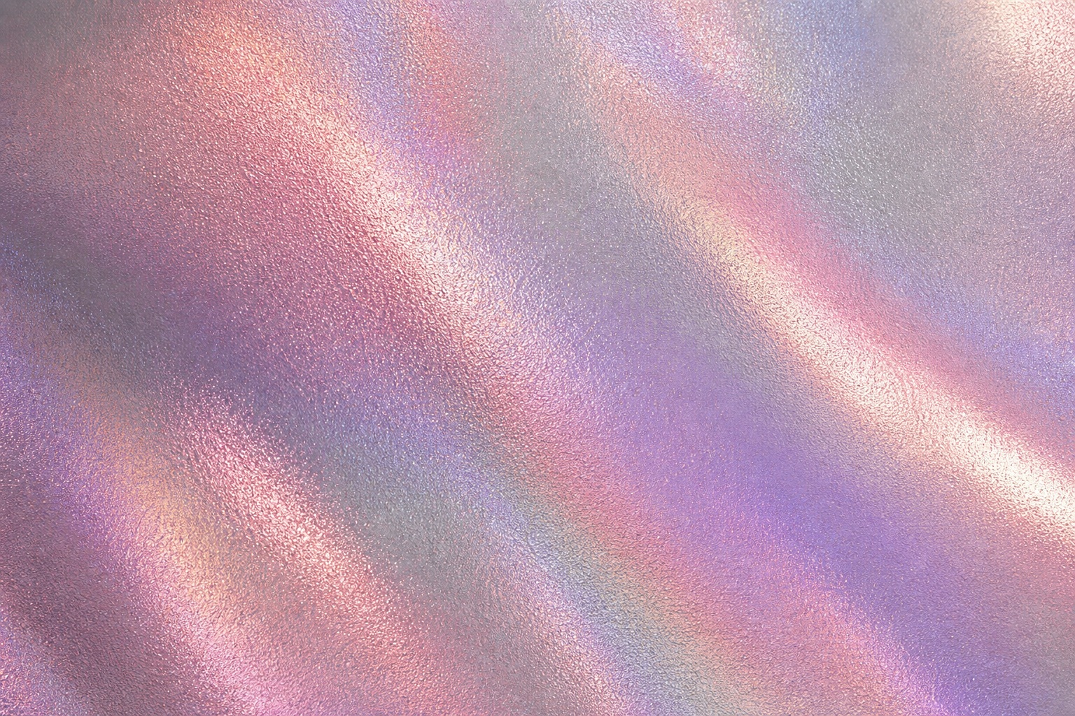Soft rose chrome holographic texture with pastel color shifting grain