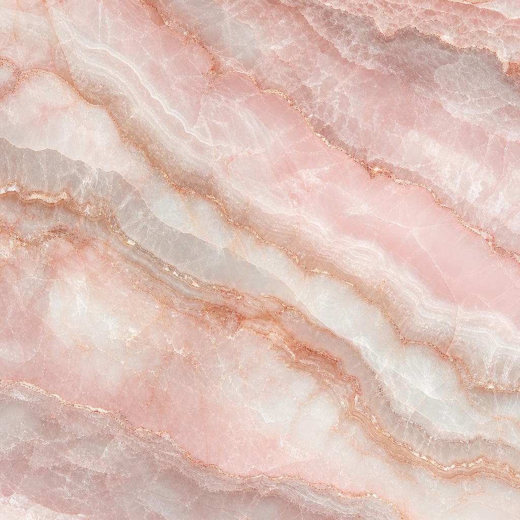 Soft pink rose quartz stone texture with layered mineral veins and bands