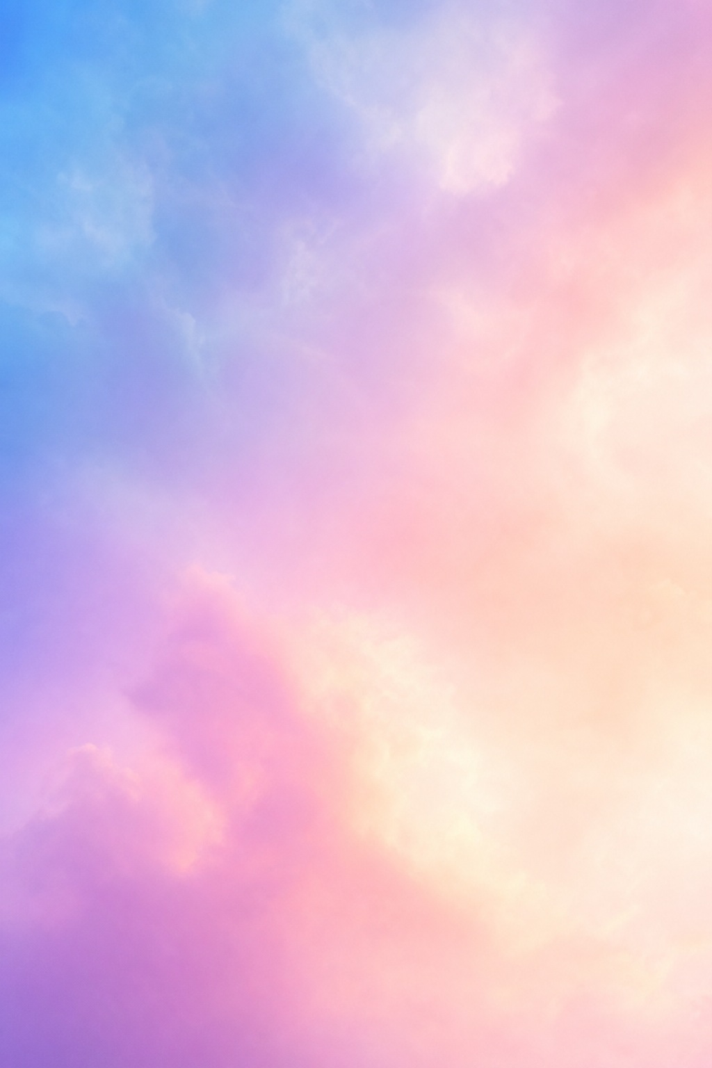 Vertical pastel gradient with soft pink, blue, purple, and cream haze.