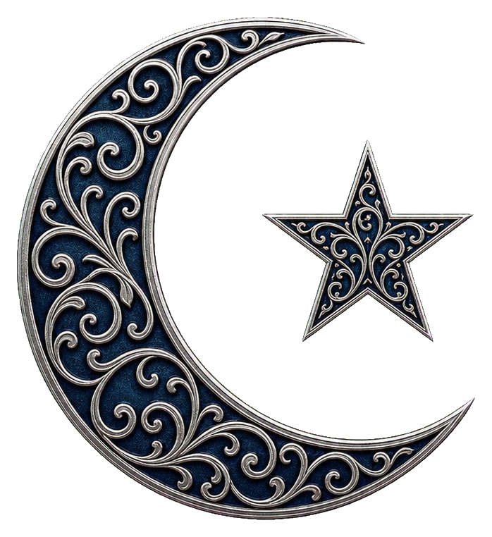 Preview for Silver Filigree Crescent Moon And Star Sticker