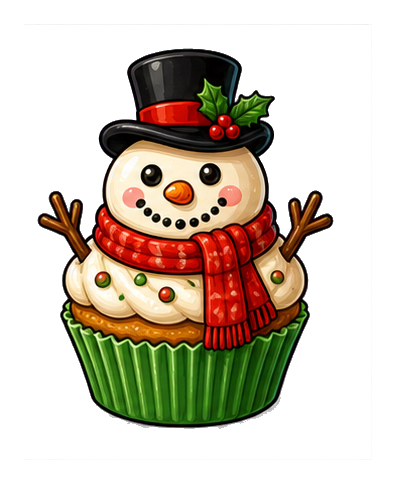 Preview for Snowman Cupcake Christmas Sticker