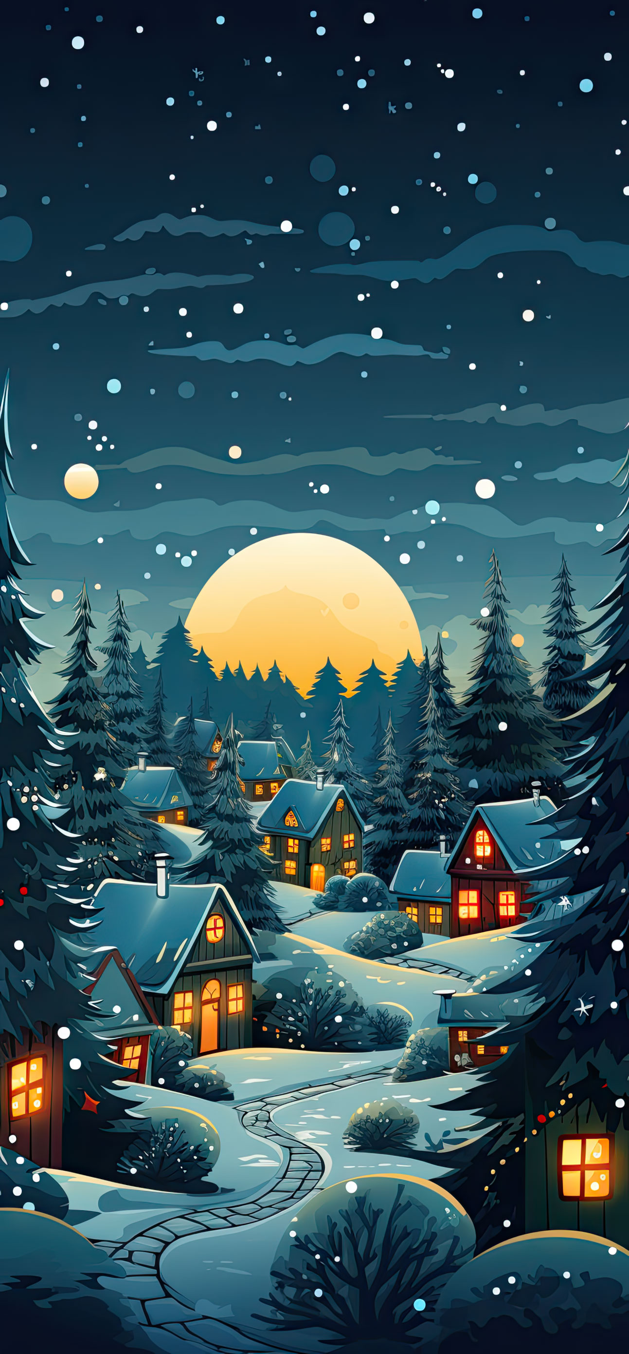 Preview for Winter-village-under-moonlight-christmas-phone-background-a7b2c