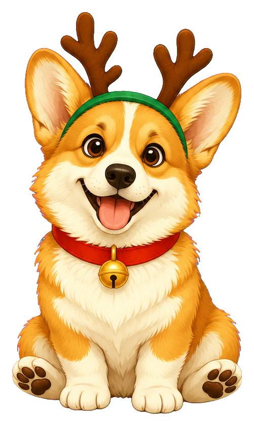 Preview for Christmas Corgi With Felt Antlers