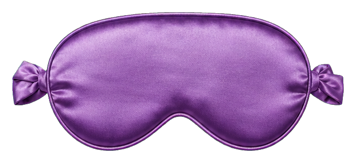 Violet satin sleep mask with tied ends on each side
