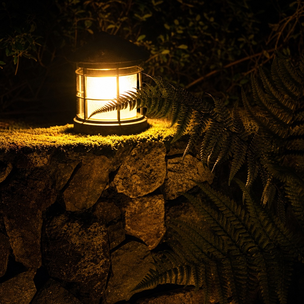 Preview for Night Light Fern Silhouette Stone Wall Background