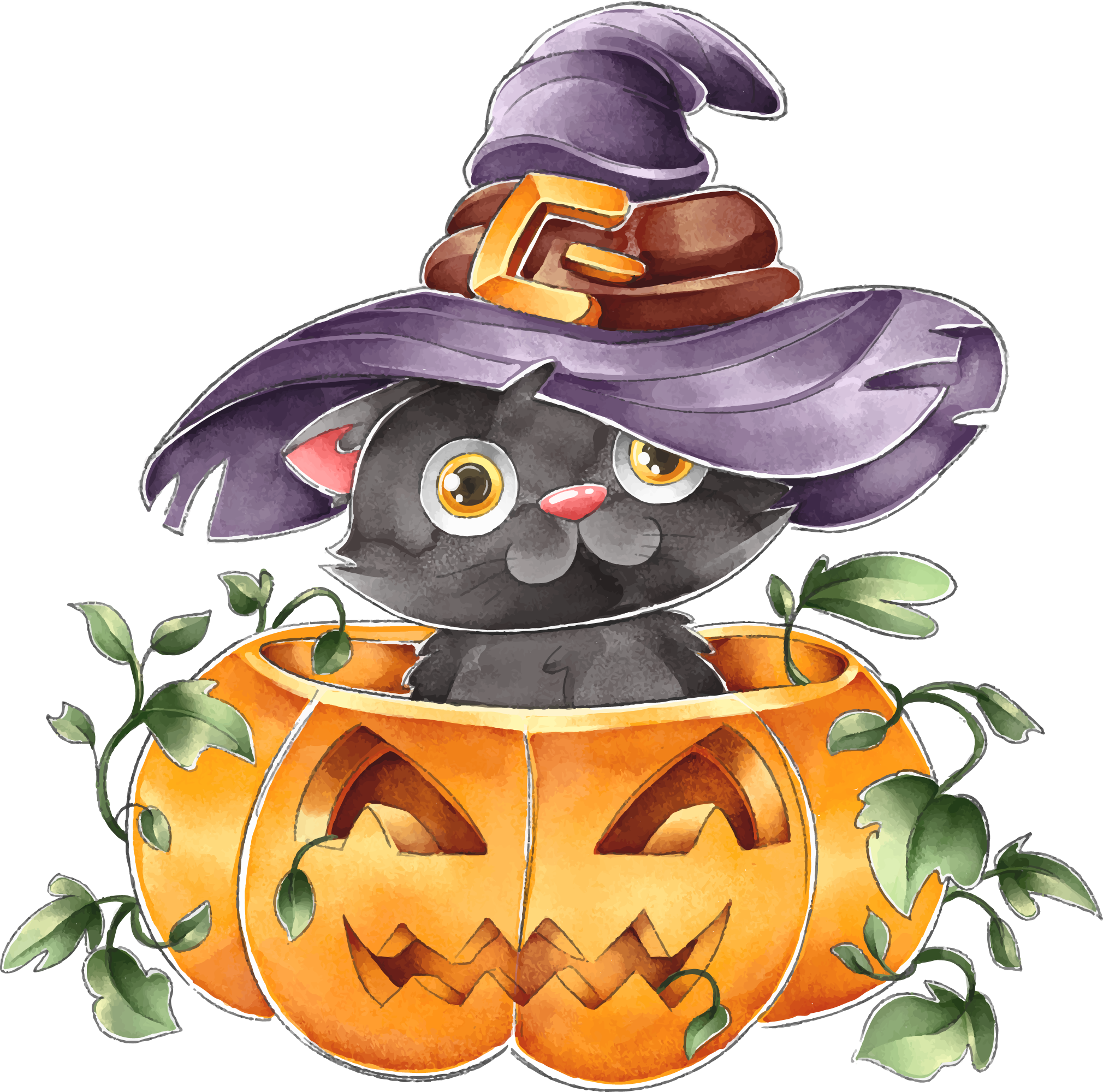 Preview for Halloween-black-cat-pumpkin-sticker-25f16