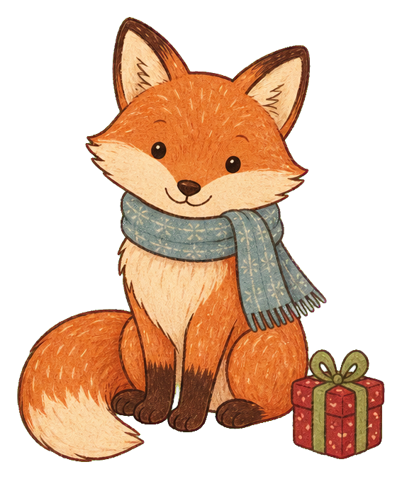 Preview for Cream Christmas Fox Sticker