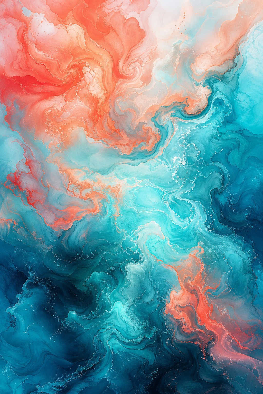 Preview for Coral Cyan Fluid Ink Background