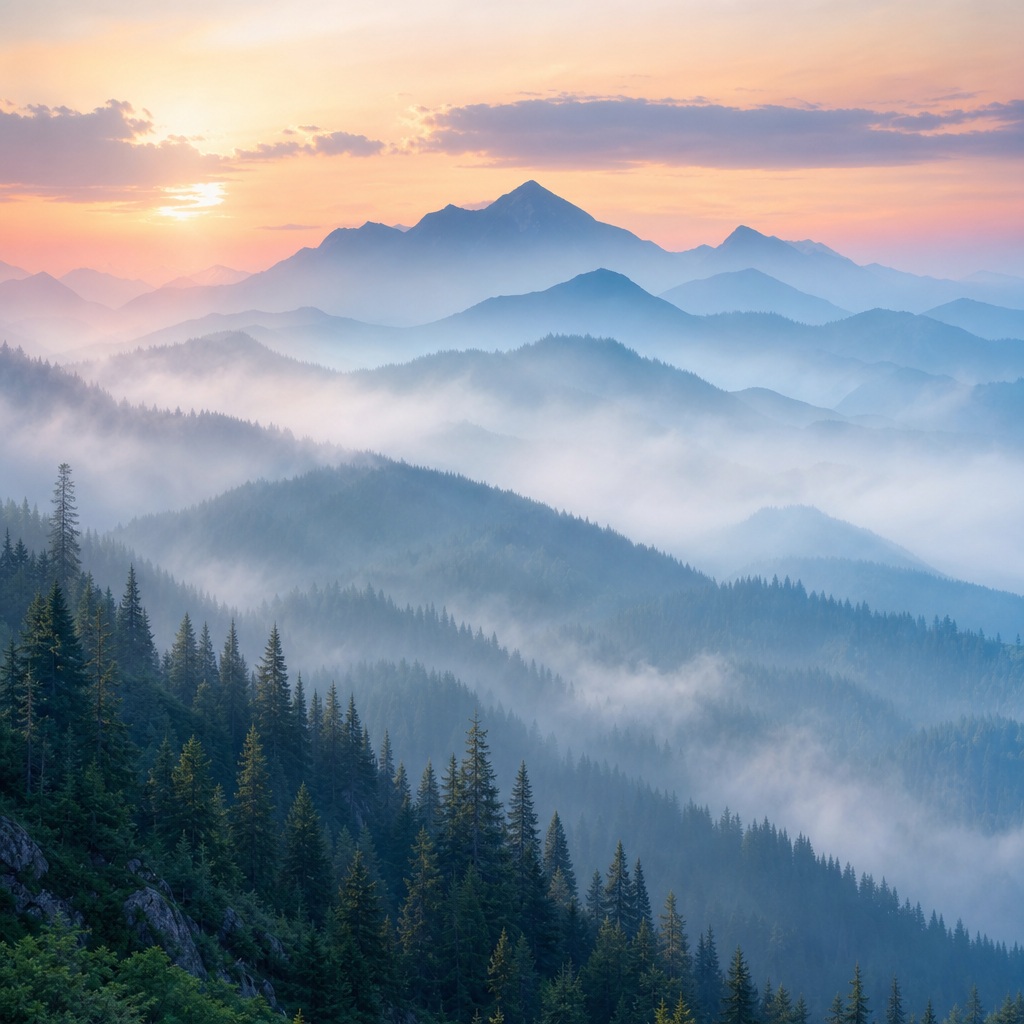 Preview for Misty Mountain Layers Stock Background
