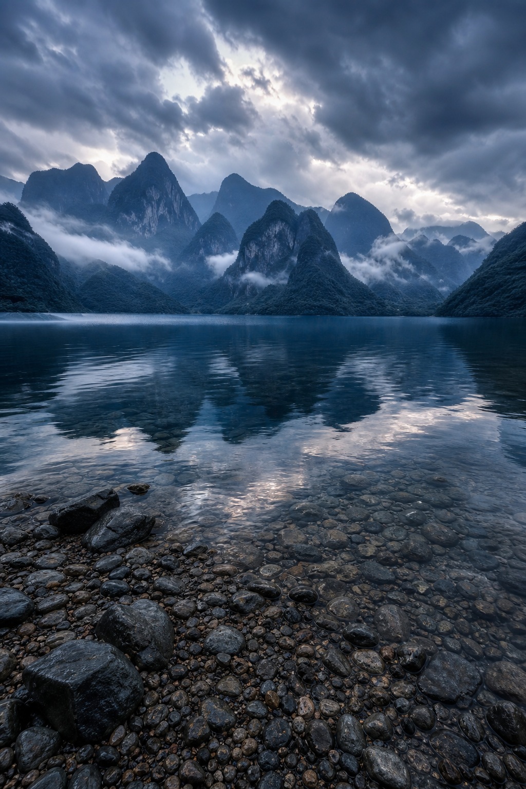 Preview for Chinese Mountain Lake Storm Clouds Background
