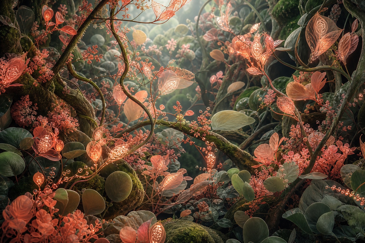 Preview for Luminous Coral Moss Botanical Background