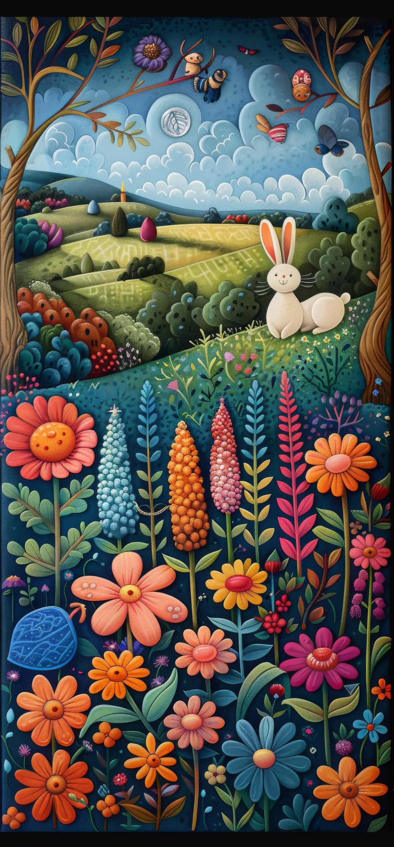 Preview for Whimsical-floral-landscape-easter-phone-background-18b05
