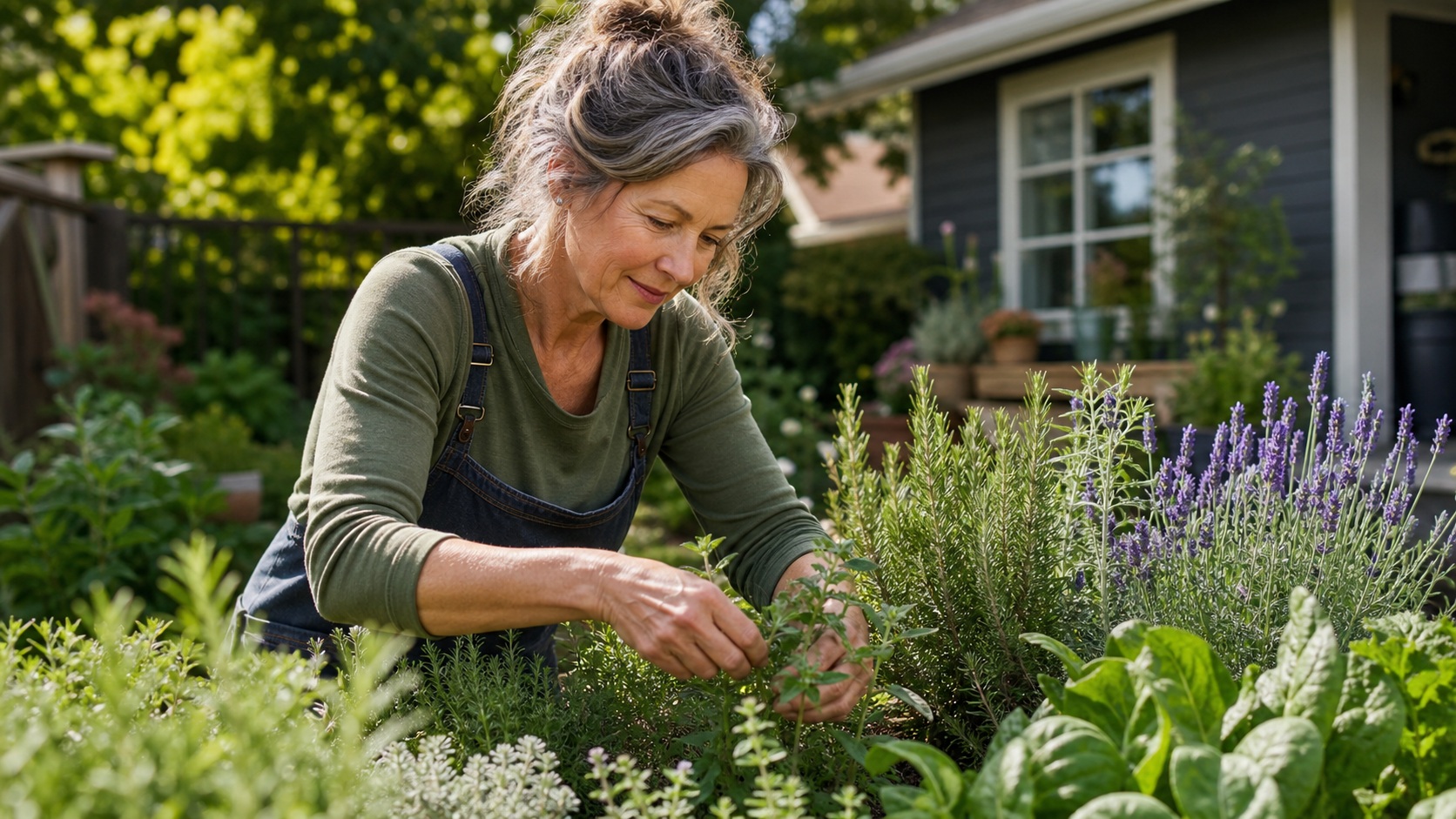 Preview for Gardening Woman In Herb Garden Background