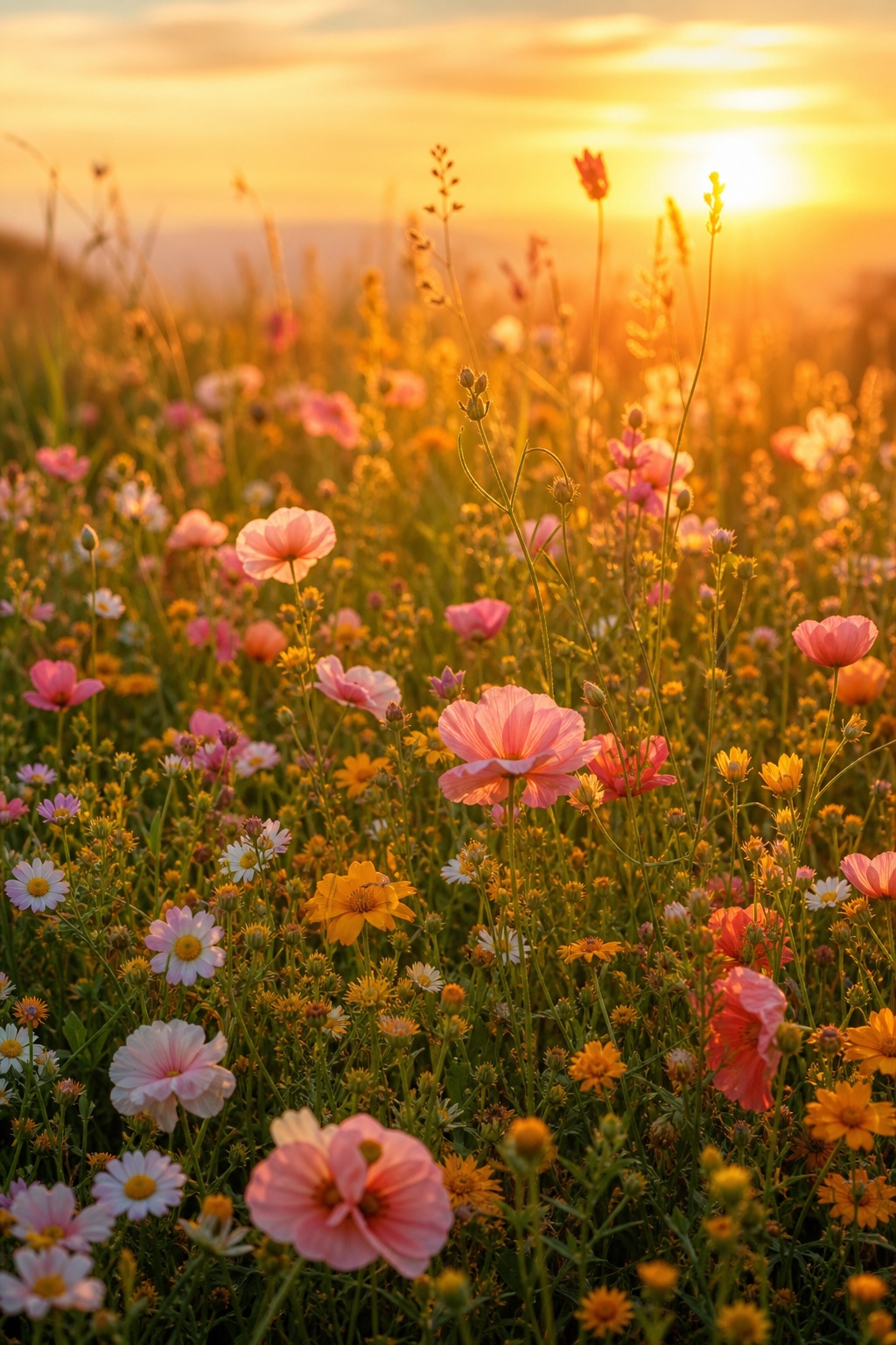 Preview for Vertical Sunset Flowers Stock Background