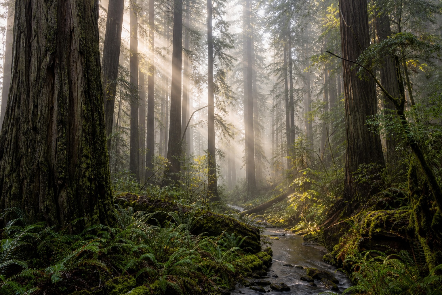 Preview for Dappled Forest Light Redwood Background