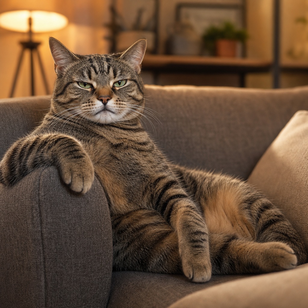 Preview for Relaxed Tabby Cat Couch Background