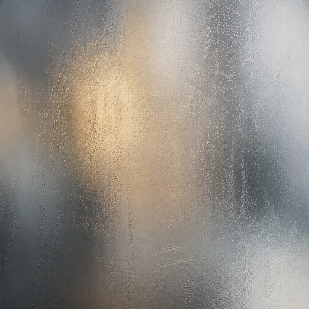 Frosted glass surface with blurred warm and gray tones