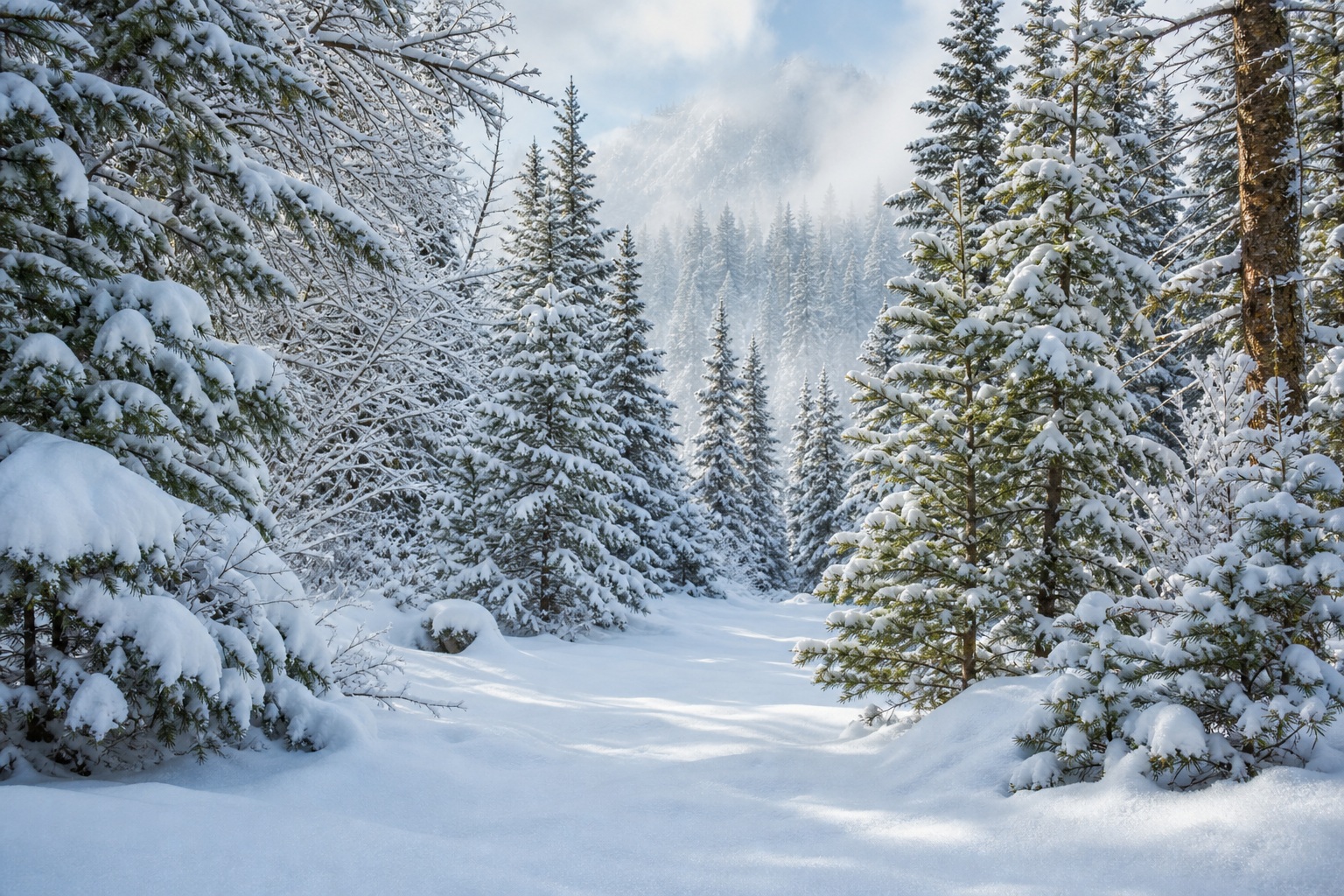 Preview for Winter Pine Forest Background