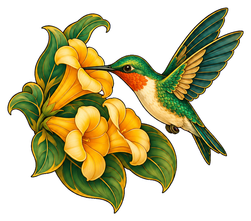 Preview for Art Nouveau Hummingbird Honeysuckle Sip