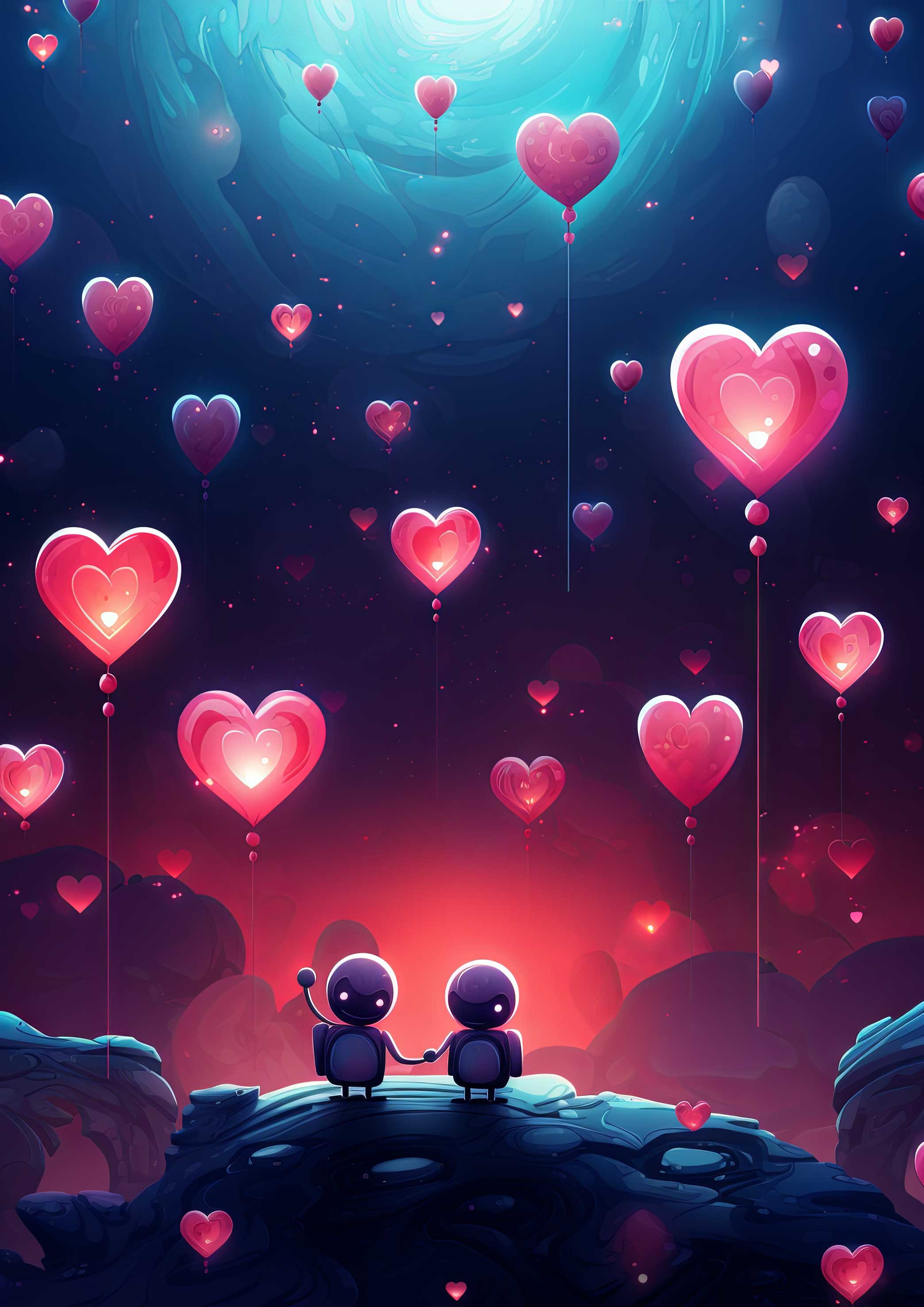 Preview for Couple-gazing-hearts-space-love-background-4d8dc