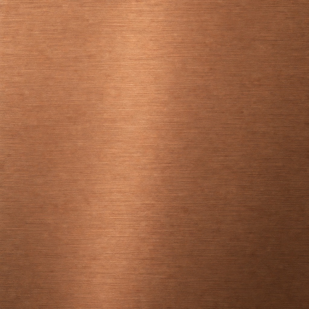 Copper bronze brushed metal surface with fine horizontal grain texture