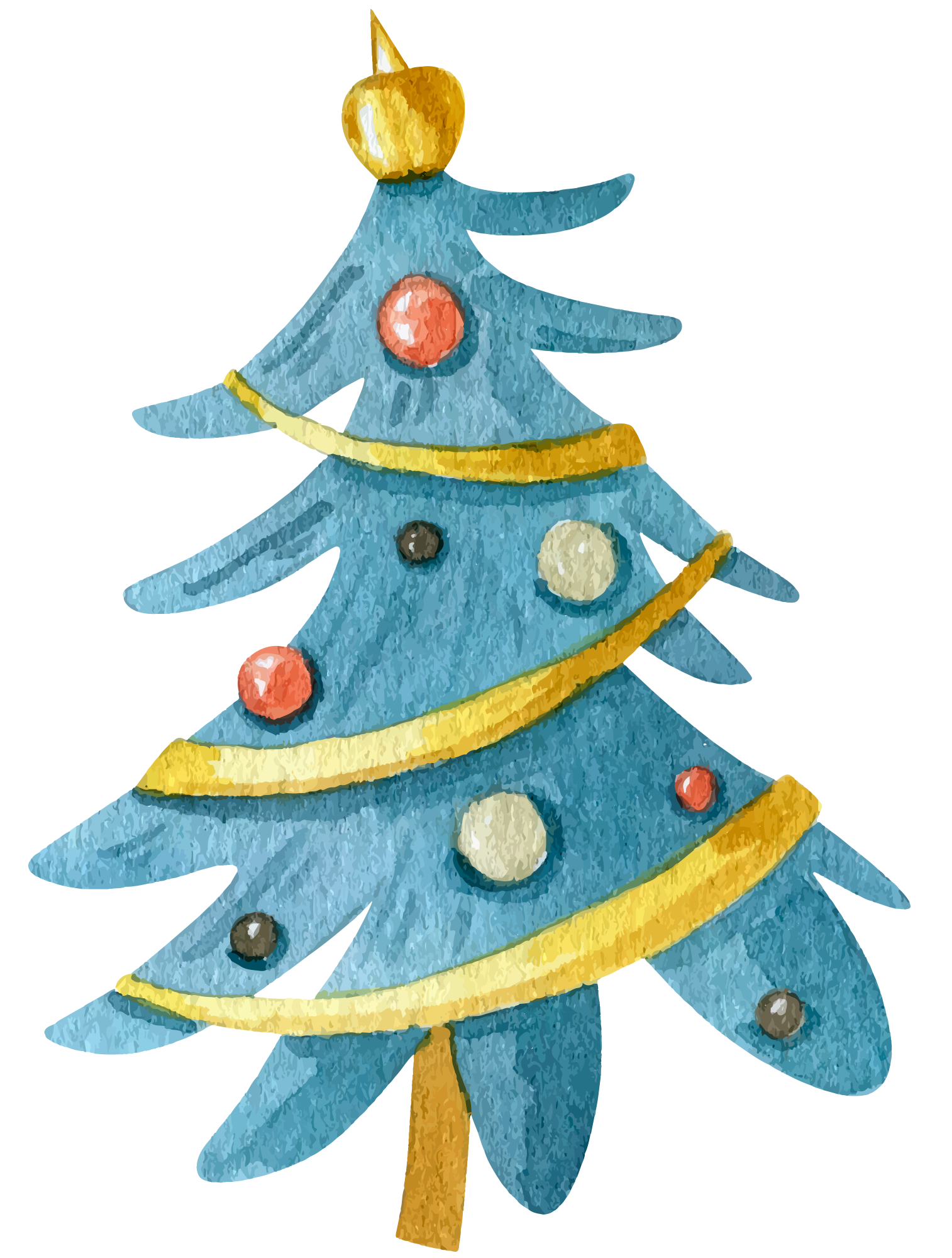 Preview for Blue-christmas-tree-illustration-watercolor-christmas-sticker-dd80d