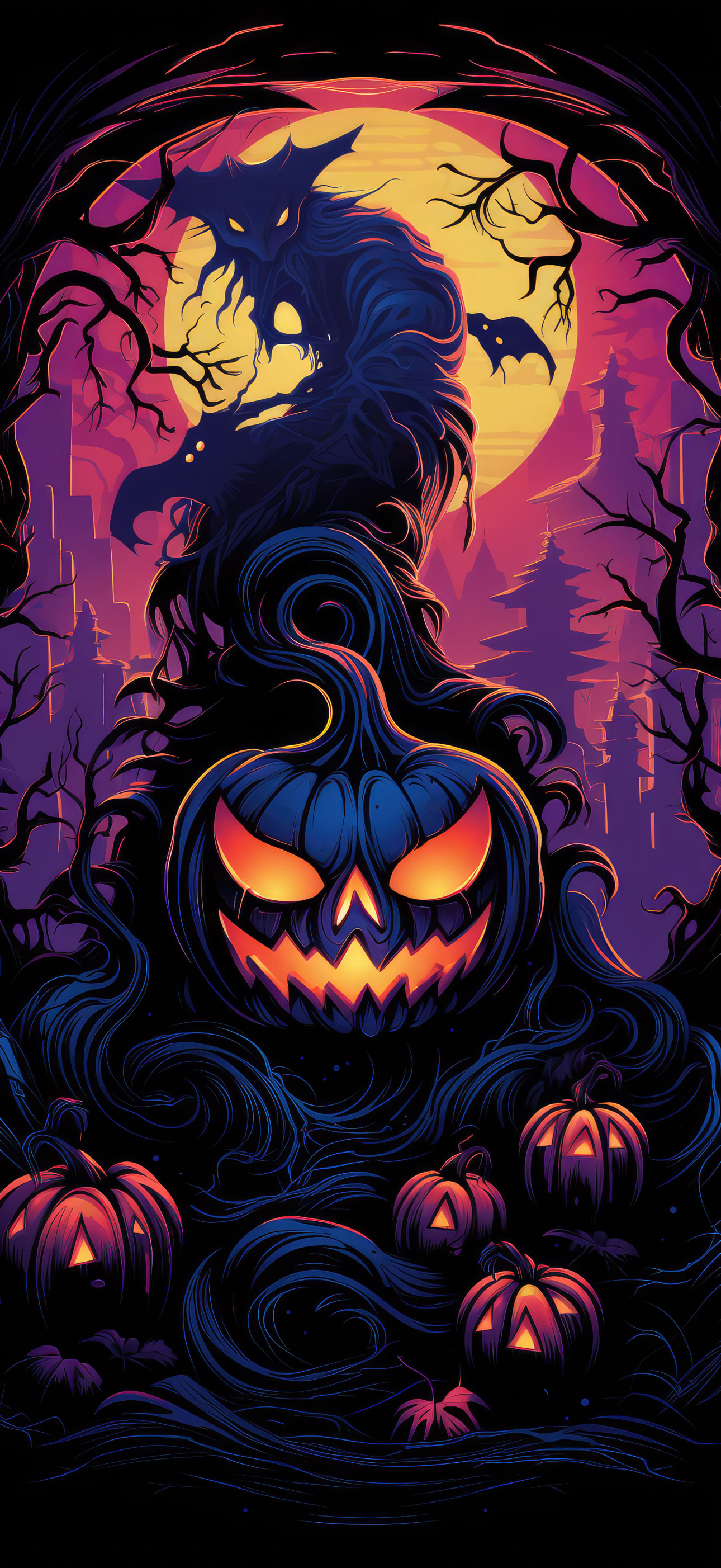 Preview for Halloween-jack-o-lantern-illustration-halloween-phone-background-009ee