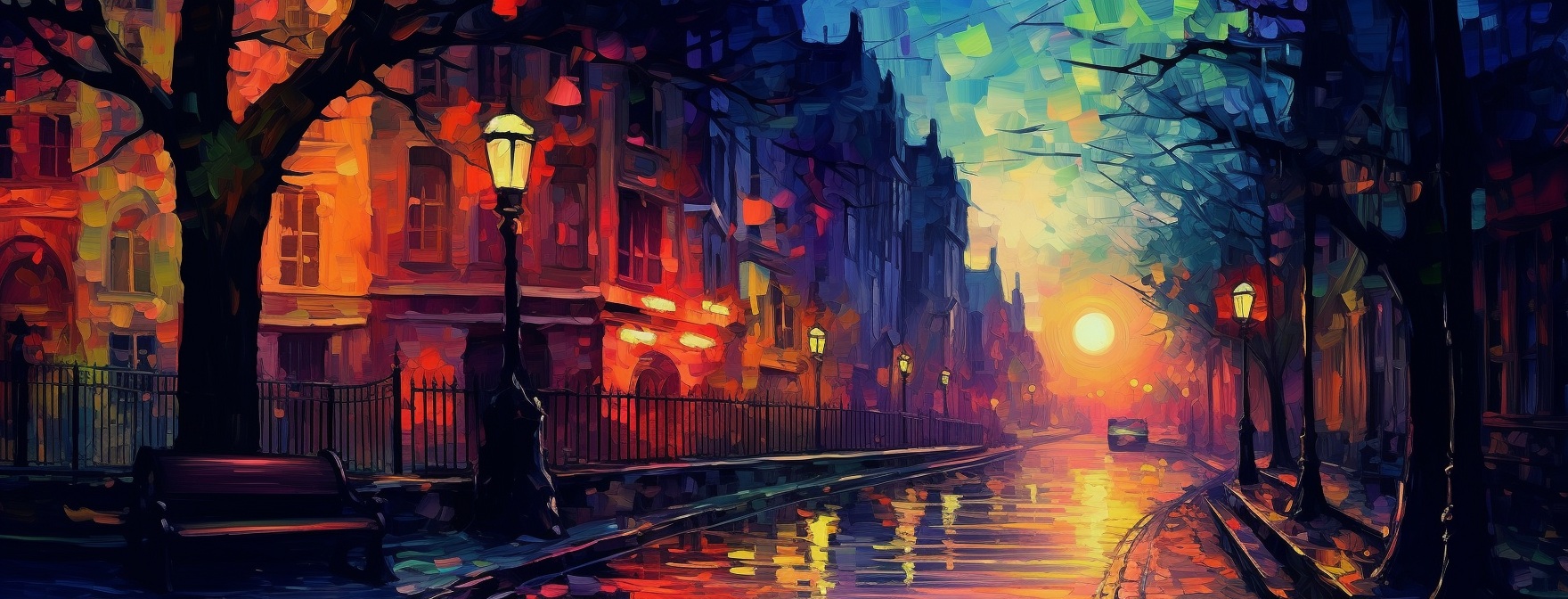 Preview for Rainy Sunset City Street Stock Background