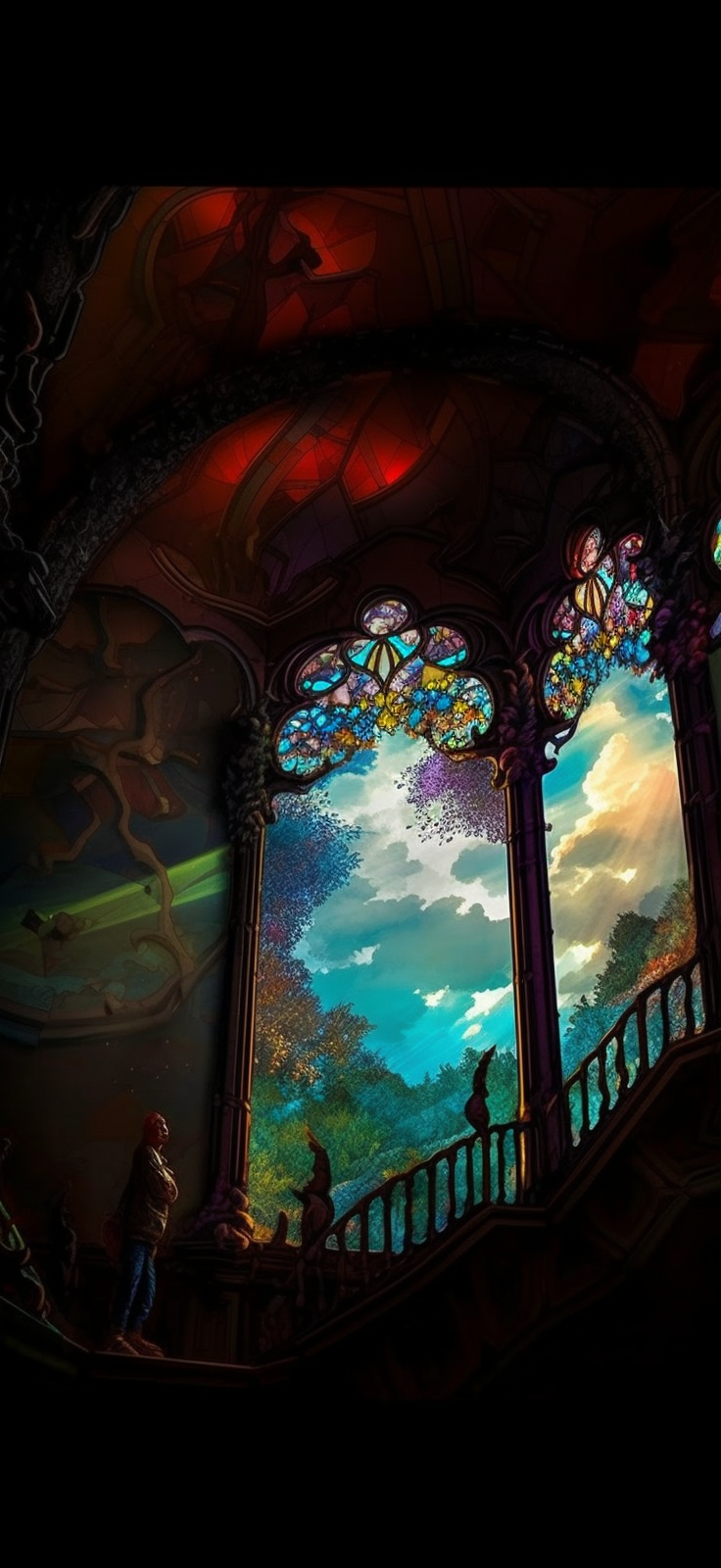 Preview for Ornate-stained-glass-windows-ai-phone-background-dbc02