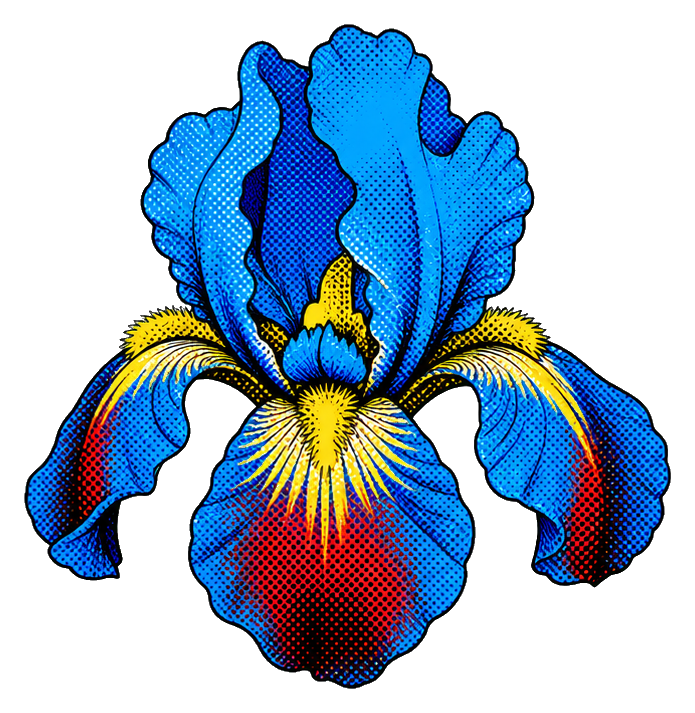 Preview for Retro Halftone Blue Iris Sticker