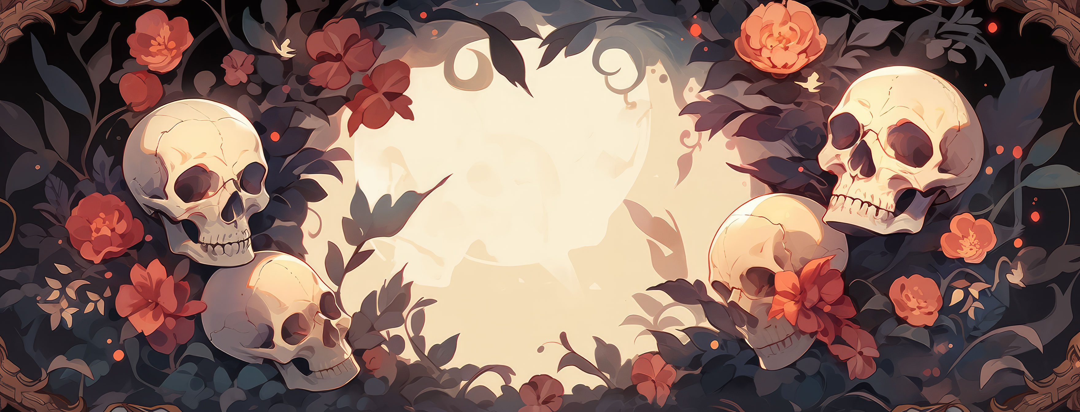 Preview for Skull-floral-banner-design-halloween-cover-background-9955b