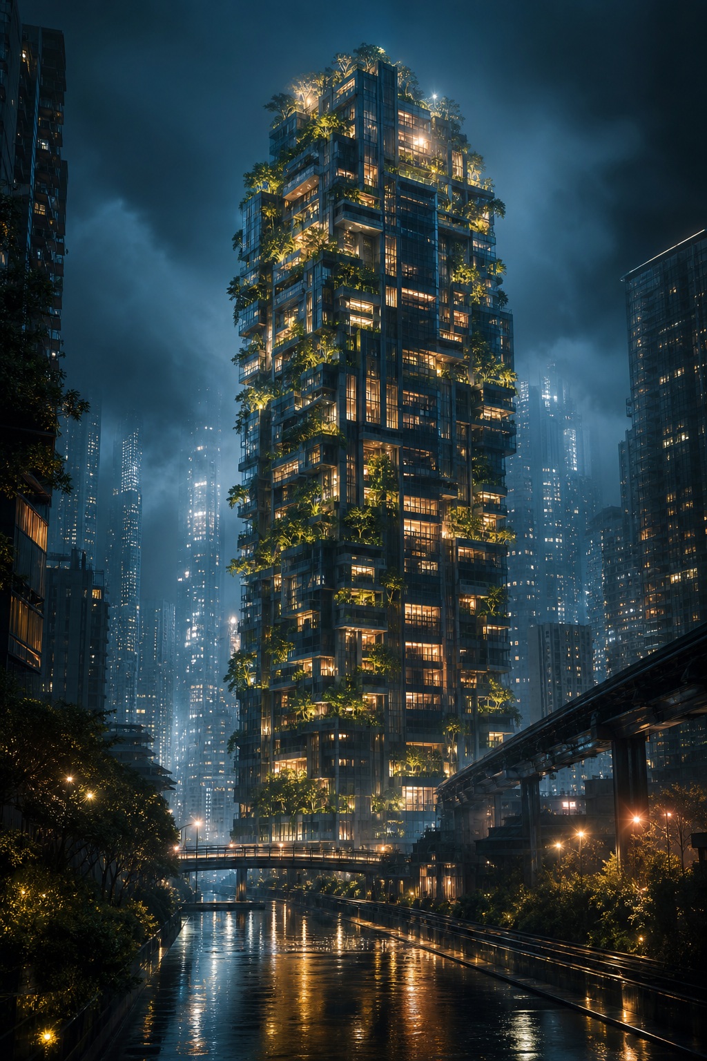 Preview for Midnight Garden Tower City Background