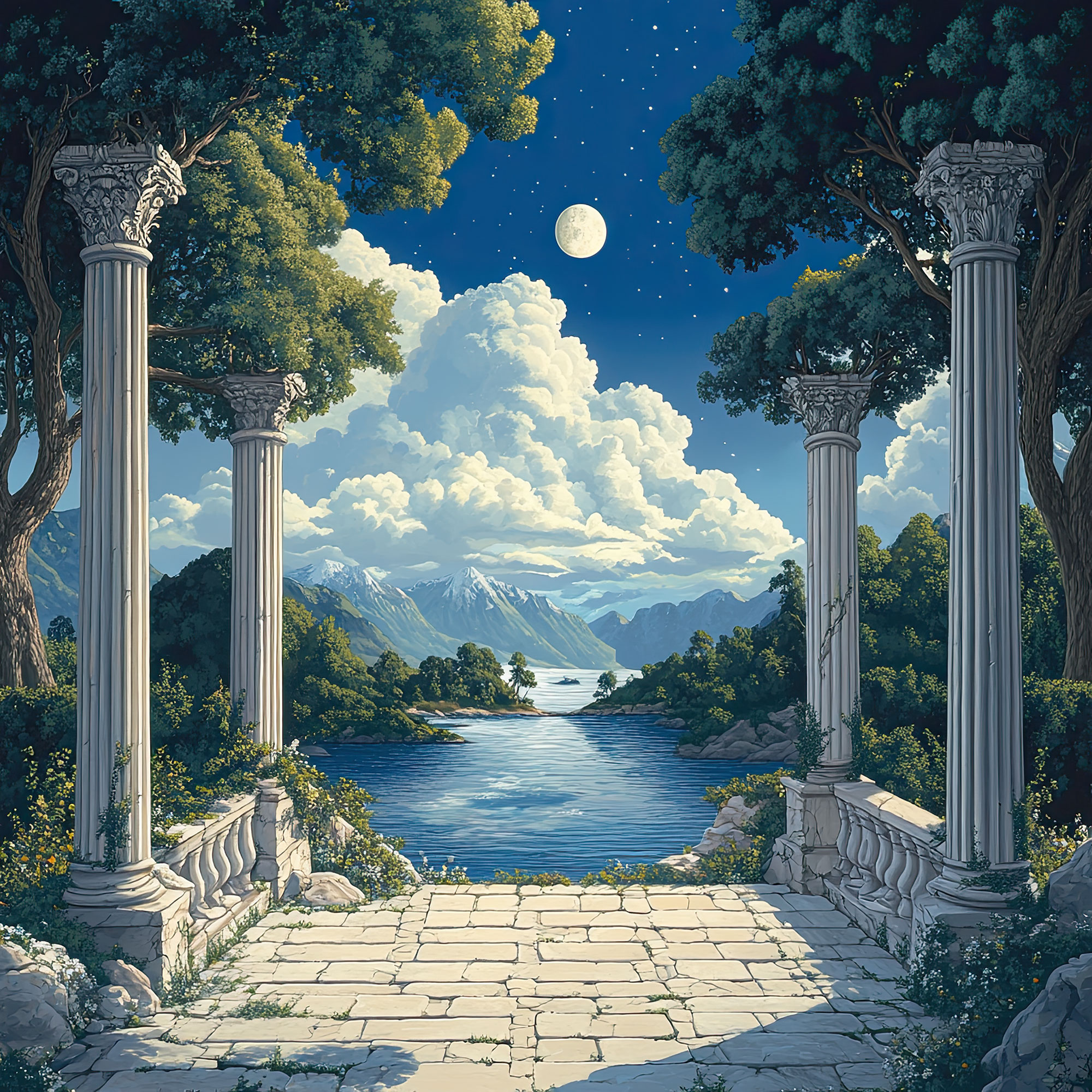 Preview for Serene-night-landscape-nature-backdrop-background-f8f47