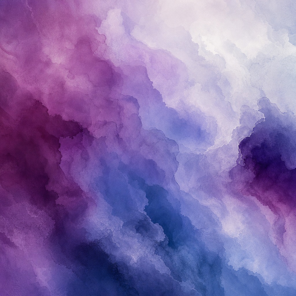 Abstract plum, blue, and purple watercolor-like gradient background with soft atmospheric bands