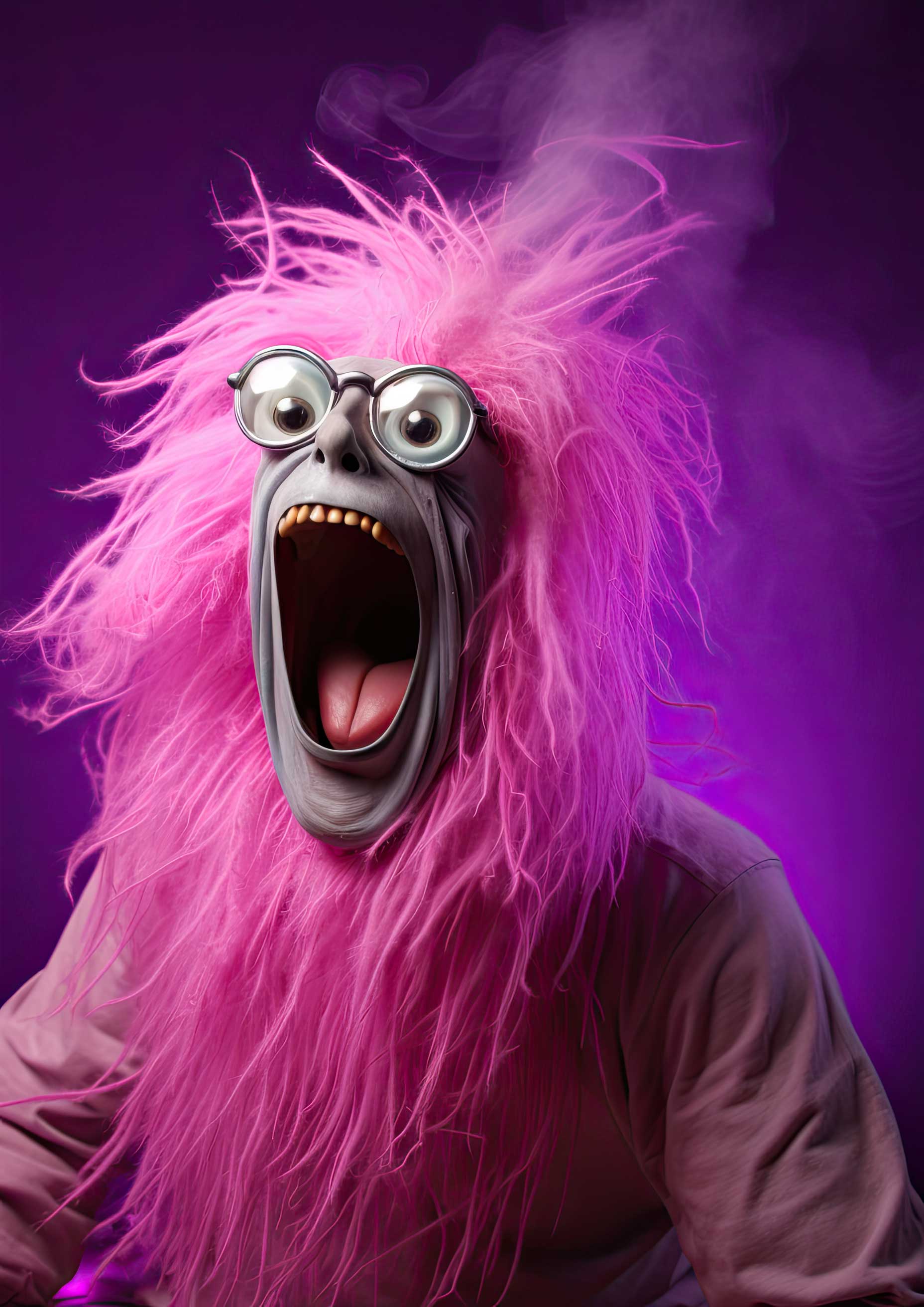 Preview for Pink-furry-monster-scream-ai-animal-background-31b37