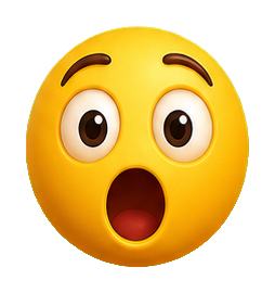 Yellow shocked face emoji with wide eyes and open mouth