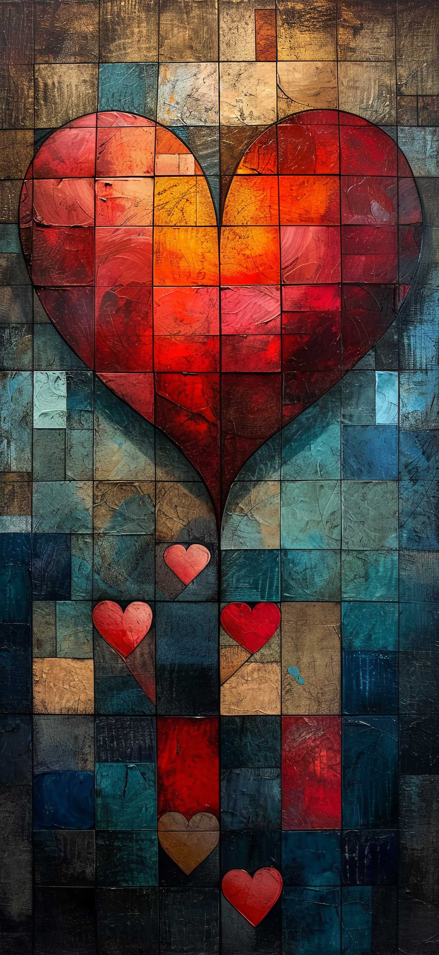 Preview for Mosaic-heart-art-template-heart-phone-background-a889a